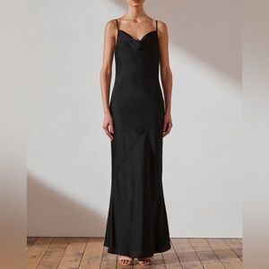 Shona Joy Luxe Black Bias Cowl Slip Dress